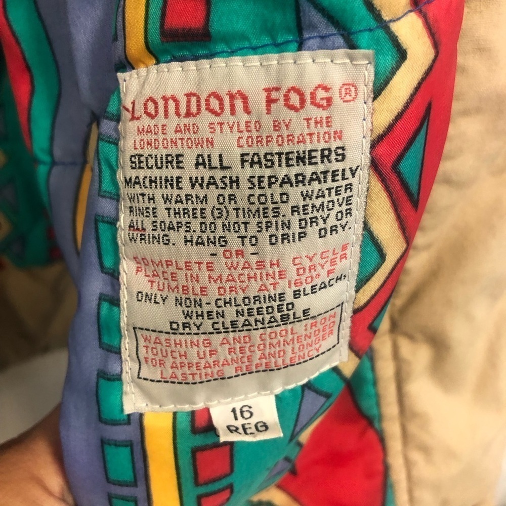 London Fog Tan Winter Oversized Jacket Vintage Size 16 Zip Up - Picture 4 of 6